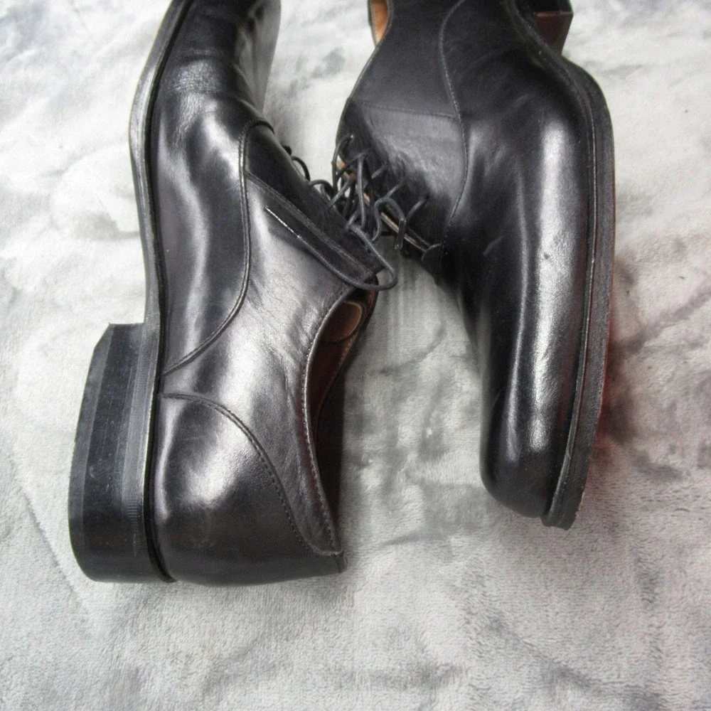 John Fluevog Shoes Men 8.5 Black Leather Oxford Dress Shoes Twin Turbine Formal